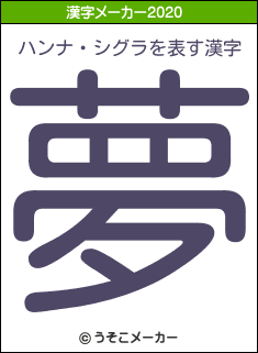 ハンナ・シグラの2020年の漢字メーカー結果