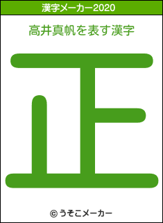 高井真帆の2020年の漢字メーカー結果