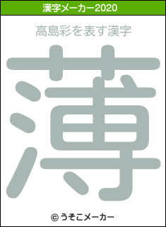 高島彩の2020年の漢字メーカー結果