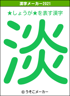 ★しょうが★の2021年の漢字メーカー結果