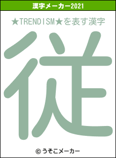 ★TRENDISM★の2021年の漢字メーカー結果
