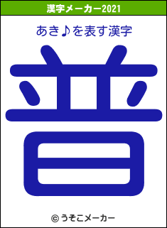 あき♪の2021年の漢字メーカー結果