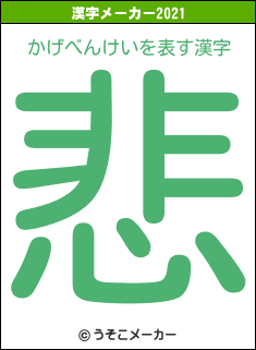 かげべんけいの2021年の漢字メーカー結果