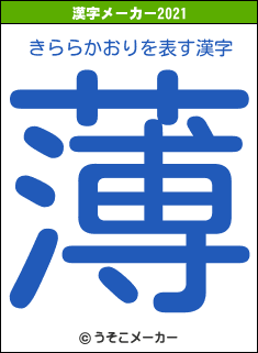 きららかおりの2021年の漢字メーカー結果