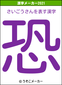 さいごうさんの2021年の漢字メーカー結果