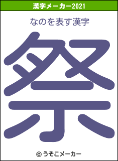 なのの2021年の漢字メーカー結果