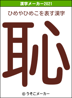 ひめやひめこの2021年の漢字メーカー結果