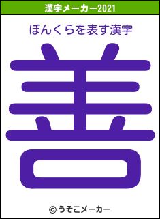 ぼんくらの2021年の漢字メーカー結果