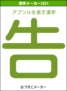 アブソルの2021年の漢字メーカー結果