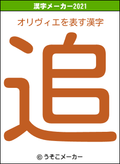 オリヴィエの2021年の漢字メーカー結果