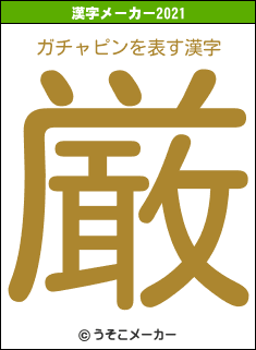 ガチャピンの2021年の漢字メーカー結果