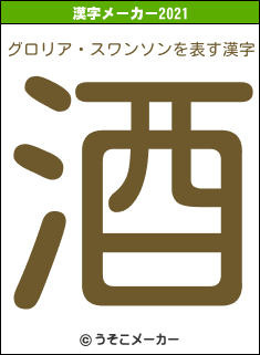 グロリア・スワンソンの2021年の漢字メーカー結果