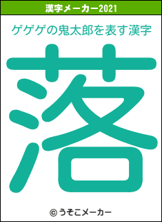 ゲゲゲの鬼太郎の2021年の漢字メーカー結果