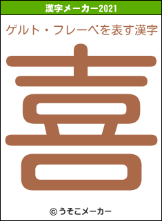 ゲルト・フレーベの2021年の漢字メーカー結果