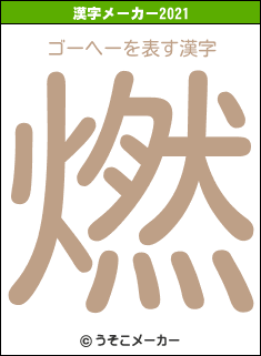 ゴーヘーの2021年の漢字メーカー結果