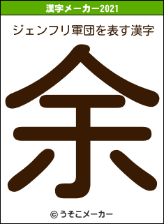 ジェンフリ軍団の2021年の漢字メーカー結果
