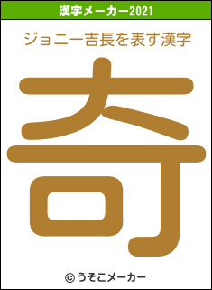 ジョニー吉長の2021年の漢字メーカー結果