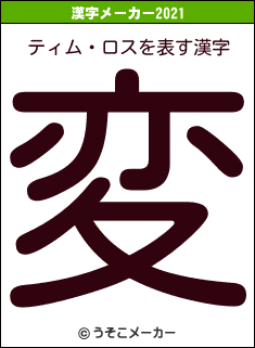 ティム・ロスの2021年の漢字メーカー結果