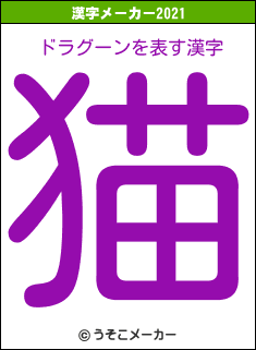 ドラグーンの2021年の漢字メーカー結果