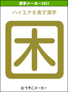ハイエナの2021年の漢字メーカー結果