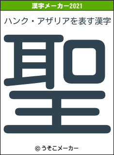 ハンク・アザリアの2021年の漢字メーカー結果