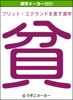 ブリット・エクランドの2021年の漢字メーカー結果
