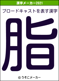 ブロードキャストの2021年の漢字メーカー結果