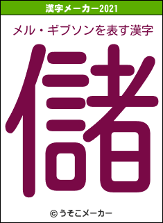 メル・ギブソンの2021年の漢字メーカー結果