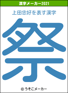 上田忠好の2021年の漢字メーカー結果