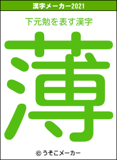 下元勉の2021年の漢字メーカー結果