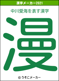中川愛海の2021年の漢字メーカー結果