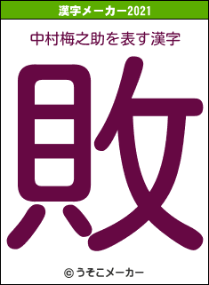 中村梅之助の2021年の漢字メーカー結果