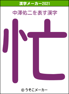 中澤佑二の2021年の漢字メーカー結果