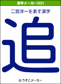 二宮洋一の2021年の漢字メーカー結果