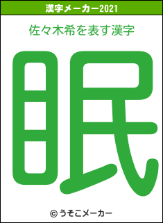 佐々木希の2021年の漢字メーカー結果