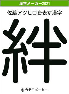 佐藤アツヒロの2021年の漢字メーカー結果