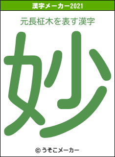 元長柾木の2021年の漢字メーカー結果