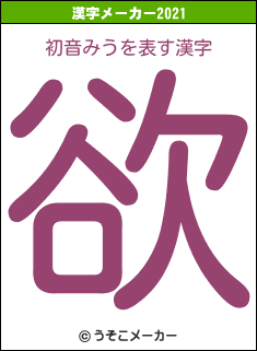 初音みうの2021年の漢字メーカー結果