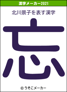 北川景子の2021年の漢字メーカー結果