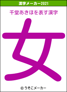 千堂あきほの2021年の漢字メーカー結果