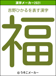 吉野ひかるの2021年の漢字メーカー結果