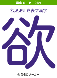 名疋疋丱の2021年の漢字メーカー結果