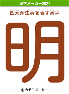 四元奈生美の2021年の漢字メーカー結果