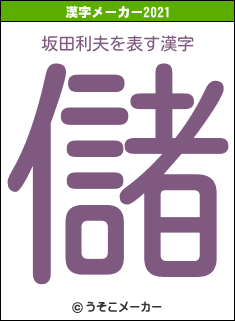 坂田利夫の2021年の漢字メーカー結果