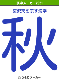宮沢天の2021年の漢字メーカー結果