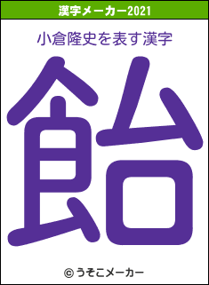 小倉隆史の2021年の漢字メーカー結果