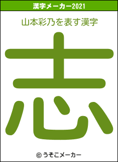 山本彩乃の2021年の漢字メーカー結果
