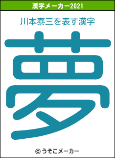 川本泰三の2021年の漢字メーカー結果