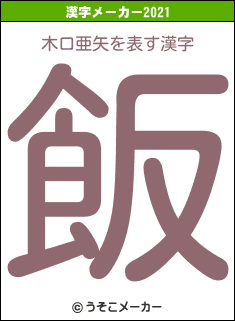 木口亜矢の2021年の漢字メーカー結果