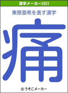 東原亜希の2021年の漢字メーカー結果